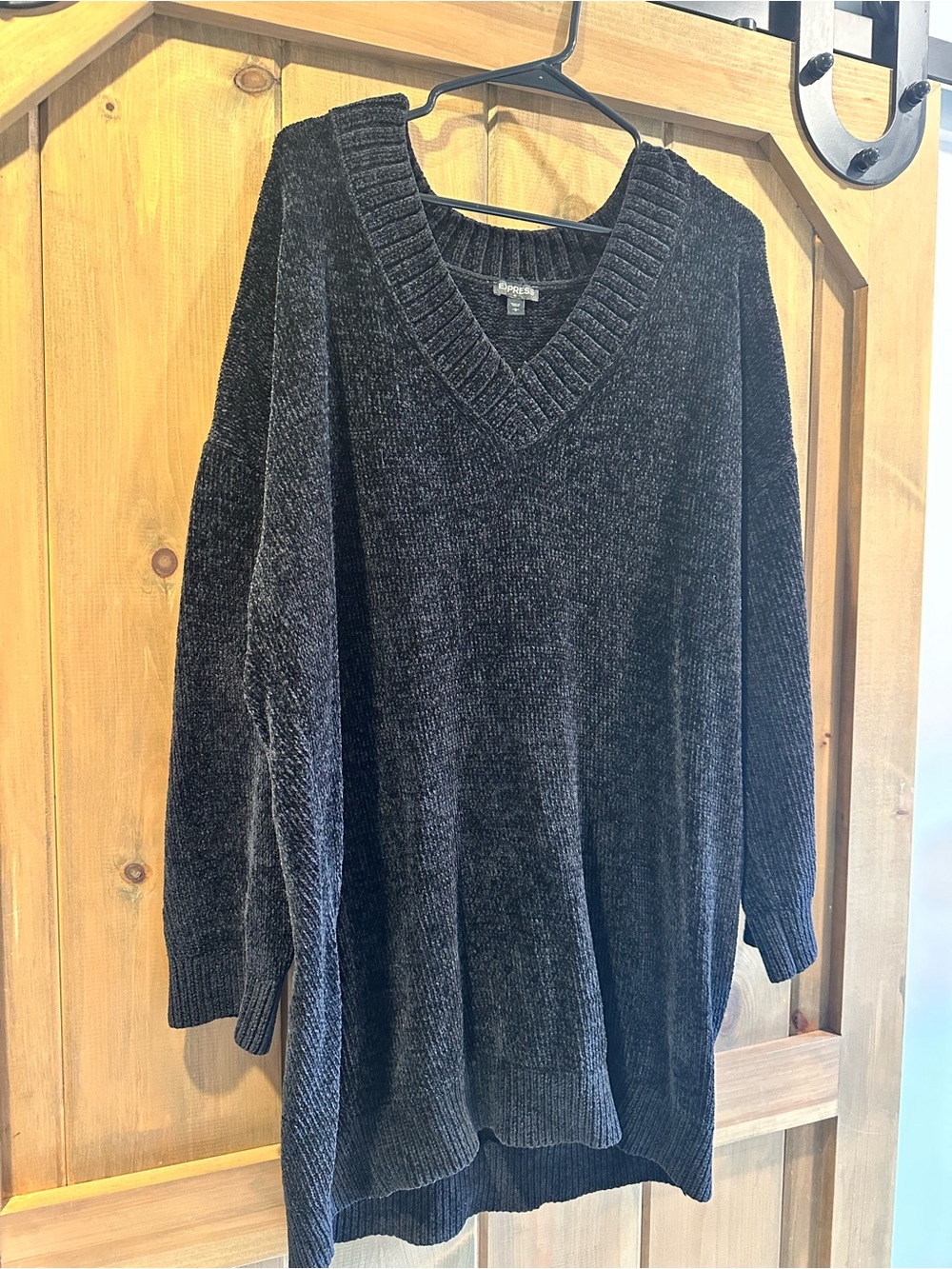 Express V-Neck Sweater dress  in Black